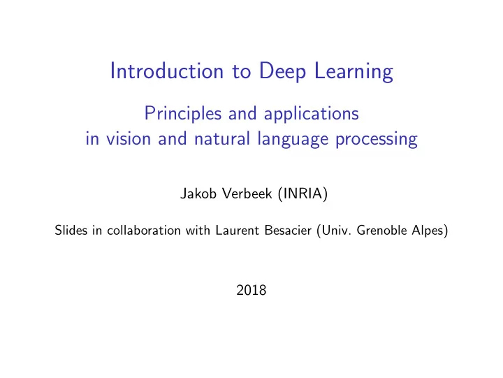 introduction to deep learning
