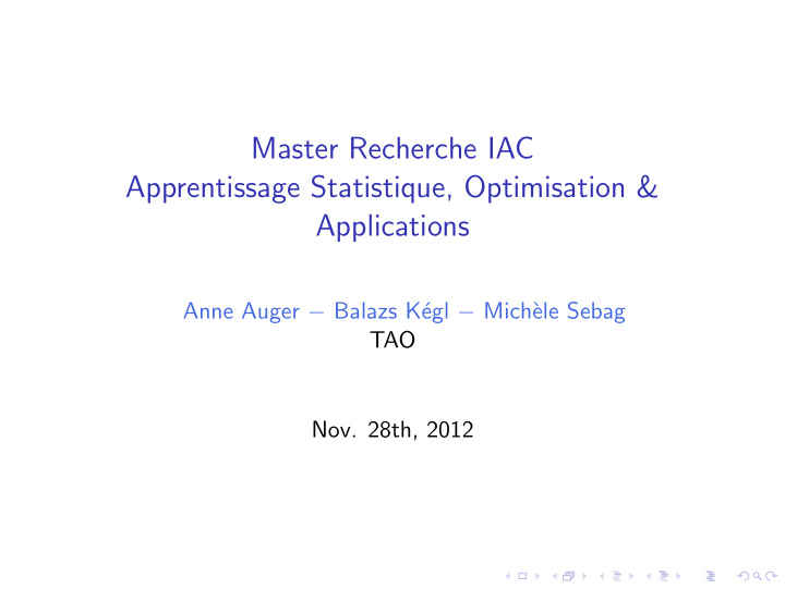 master recherche iac apprentissage statistique