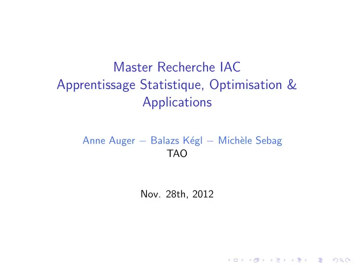 master recherche iac apprentissage statistique