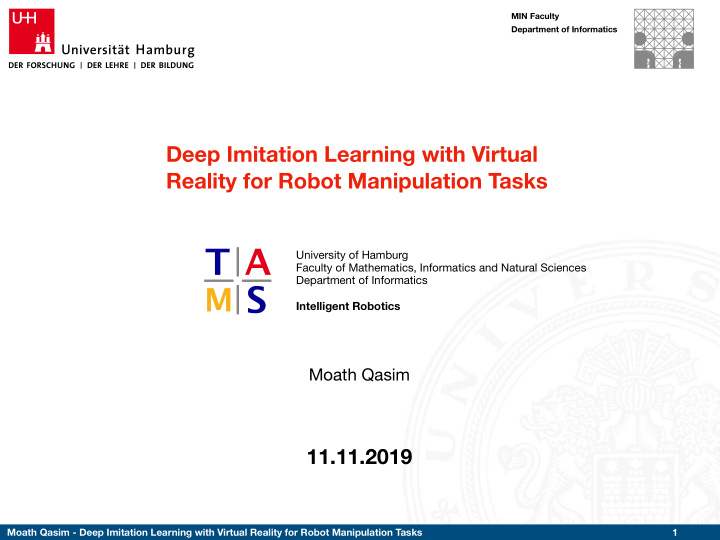 deep imitation learning with virtual reality for robot
