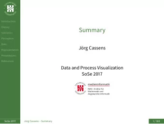 Summary  Semiotics  Perception  Data  Jrg Cassens  Representation  Presentation  References  Data