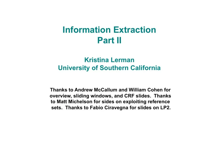 information extraction part ii