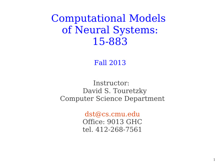 computational models of neural systems 15 883