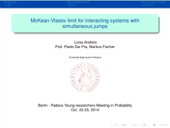 McKean-Vlasov limit for interacting systems with  simultaneous jumps  Luisa Andreis  Prof. Paolo