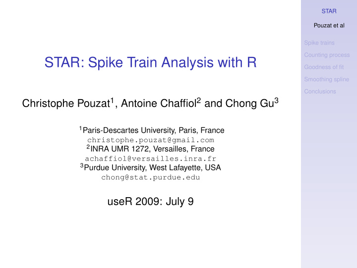 star spike train analysis with r