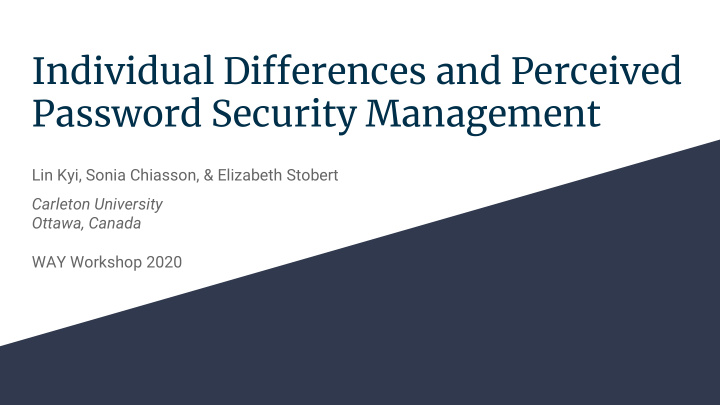 individual differences and perceived password security