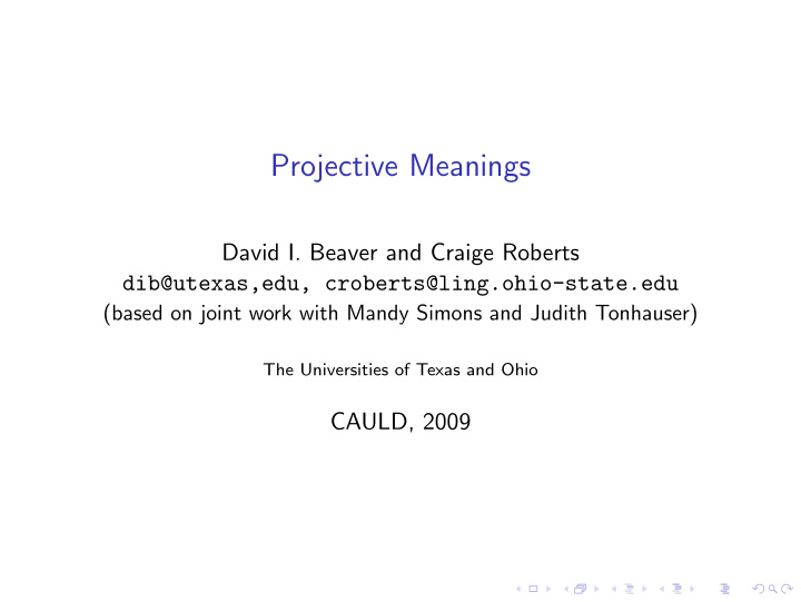 projective meanings