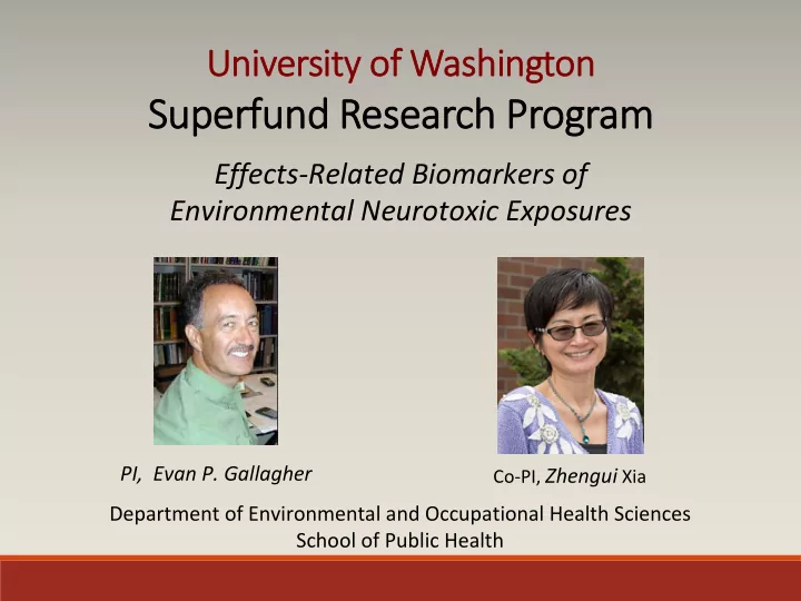 supe superfund rfund rese sear arch h pr progr gram am
