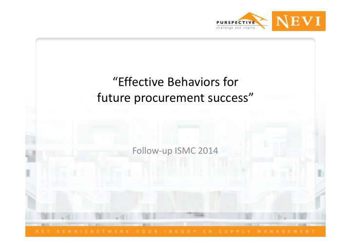 effective behaviors for future procurement success