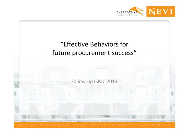 effective behaviors for future procurement success