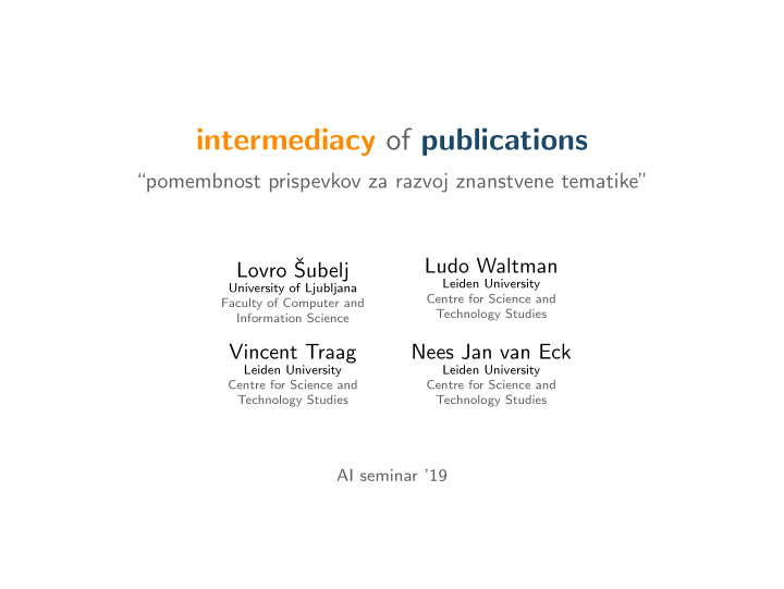 intermediacy of publications