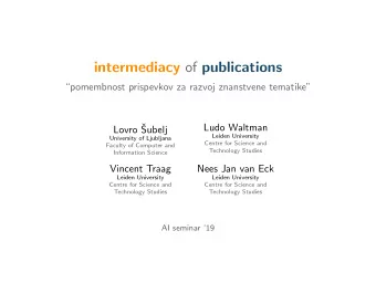 intermediacy of publications  pomembnost prispevkov za razvoj znanstvene tematike  Lovro