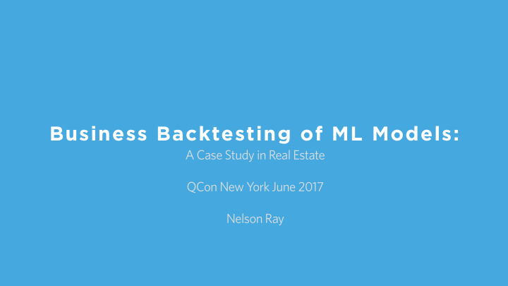 business backtesting of ml models