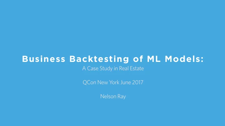 business backtesting of ml models