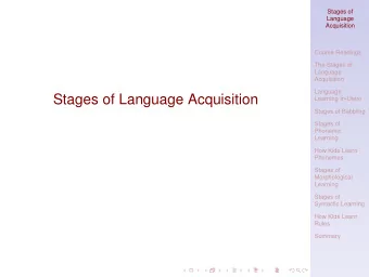 Stages of Language Acquisition  Learning In-Utero  Stages of Babbling  Stages of  Phonemic