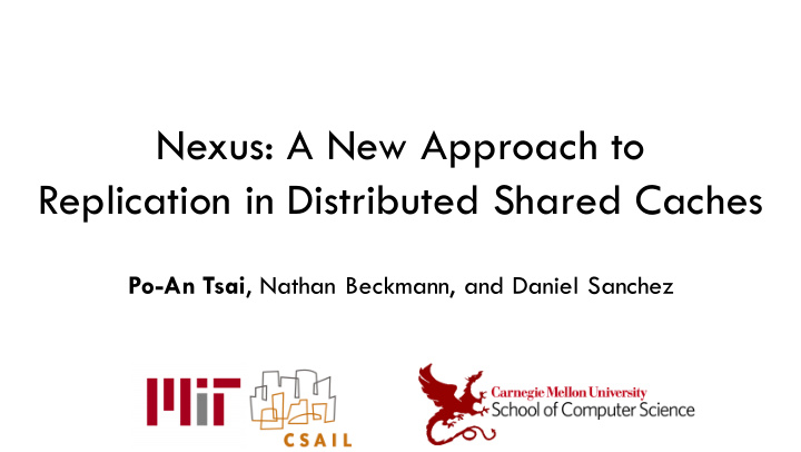 nexus a new approach to replication in distributed shared