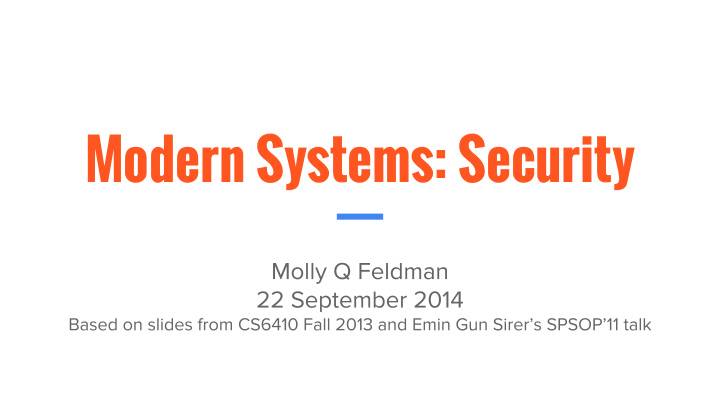modern systems security outline