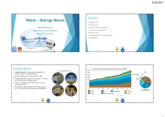 Water  Energy Nexus  Energy sector  Water sector  What is energy-water nexus?  Milad
