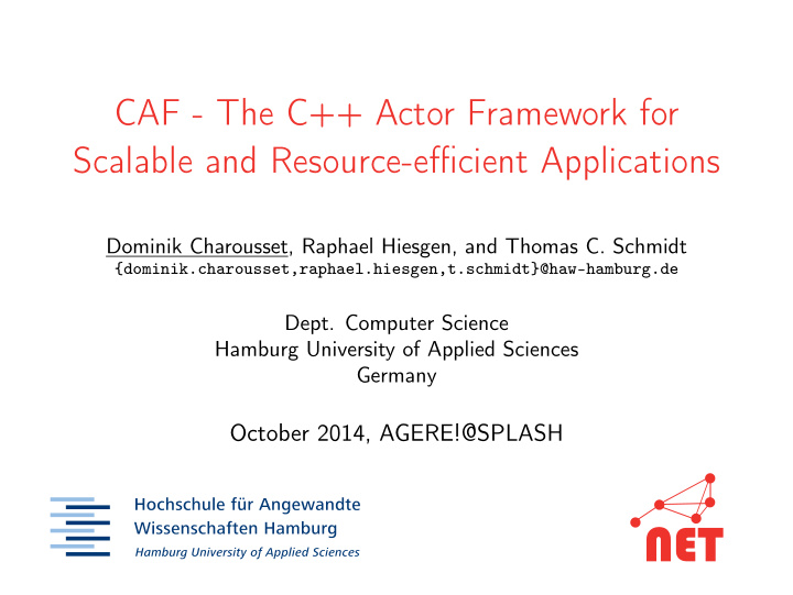 caf the c actor framework for scalable and resource e ffi