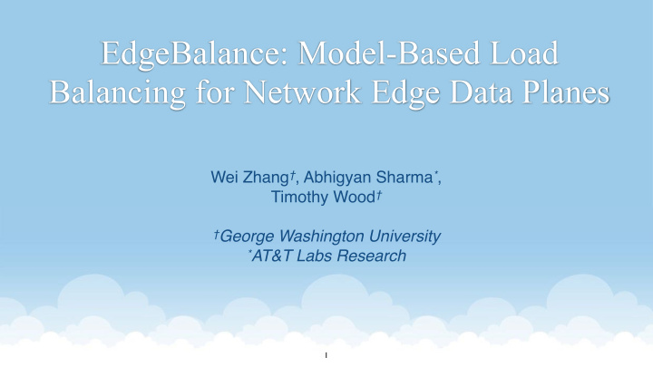 edgebalance model based load balancing for network edge