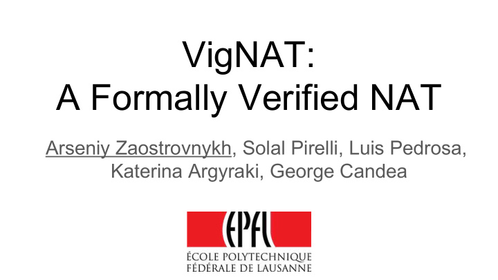 vignat a formally verified nat