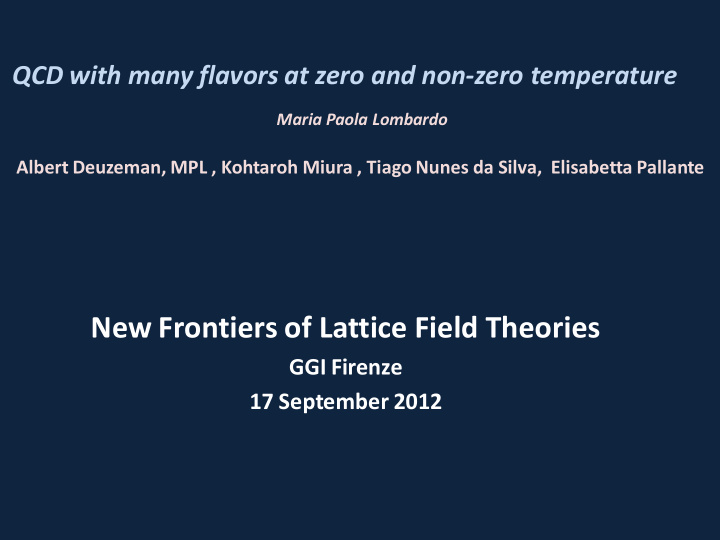 new frontiers of lattice field theories
