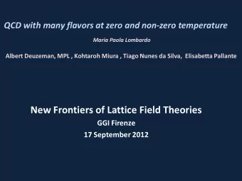 New Frontiers of Lattice Field Theories  GGI Firenze  17 September 2012 QCD with many flavors :