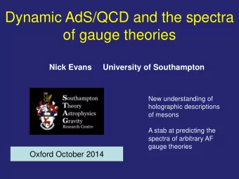 of gauge theories  Nick Evans     University of Southampton  New understanding of  holographic