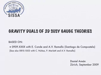 GRAVITY DUALS OF 2D SUSY GAUGE THEORIES  BASED ON:  0909.XXXX with E. Conde and A.V. Ramallo