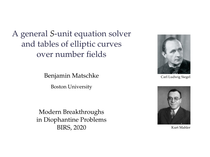 a general s unit equation solver and tables of elliptic