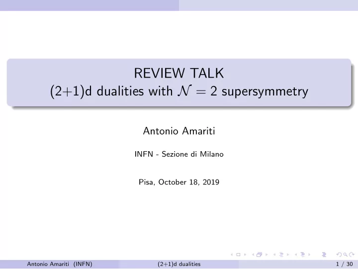review talk 2 1 d dualities with n 2 supersymmetry