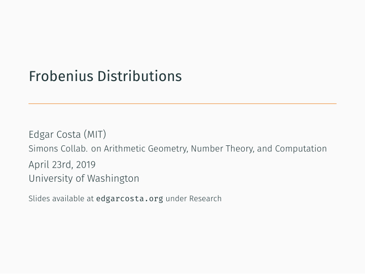 frobenius distributions