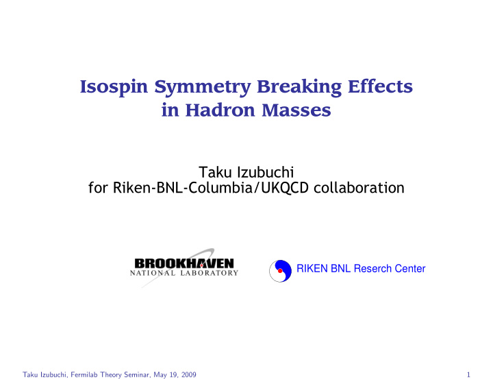 isospin symmetry breaking effects in hadron masses