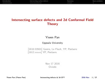 Intersecting surface defects and 2d Conformal Field  Theory  Yiwen Pan  Uppsala University