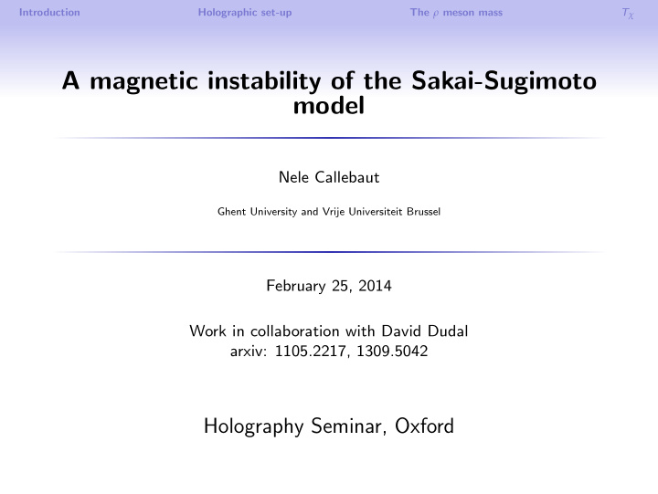 a magnetic instability of the sakai sugimoto model
