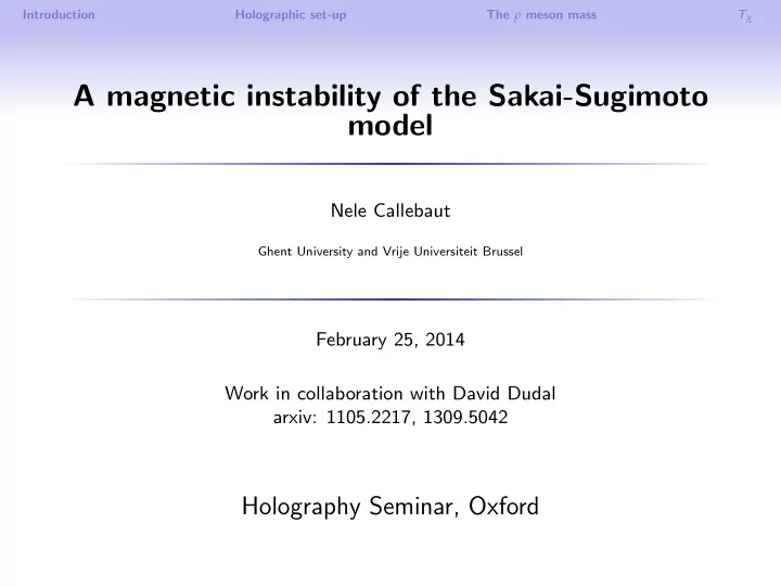 a magnetic instability of the sakai sugimoto model
