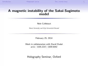 A magnetic instability of the Sakai-Sugimoto  model  Nele Callebaut  Ghent University and Vrije