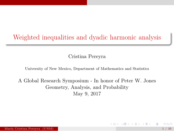 weighted inequalities and dyadic harmonic analysis