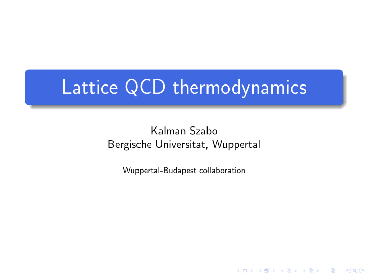 lattice qcd thermodynamics