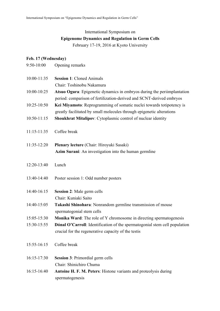 international symposium on epigenome dynamics and