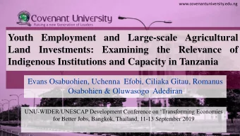 Indigenous Institutions and Capacity in Tanzania  Evans Osabuohien, Uchenna Efobi, Ciliaka Gitau,