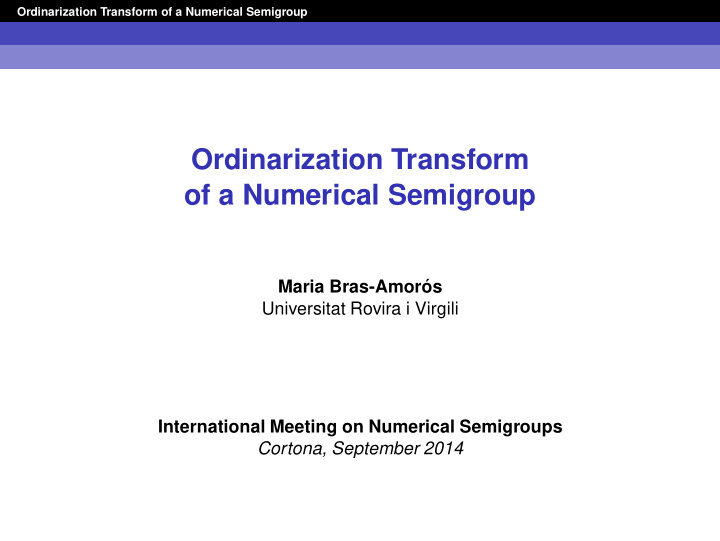 ordinarization transform of a numerical semigroup
