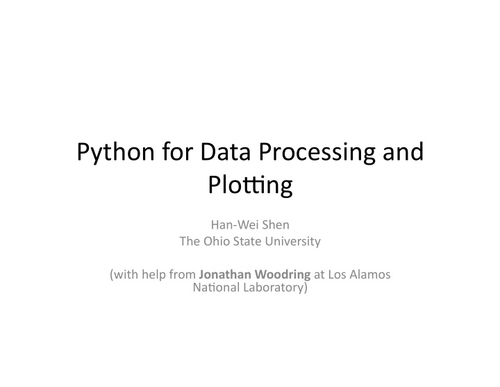 python for data processing and plo3ng