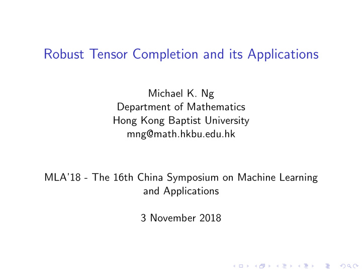 robust tensor completion and its applications