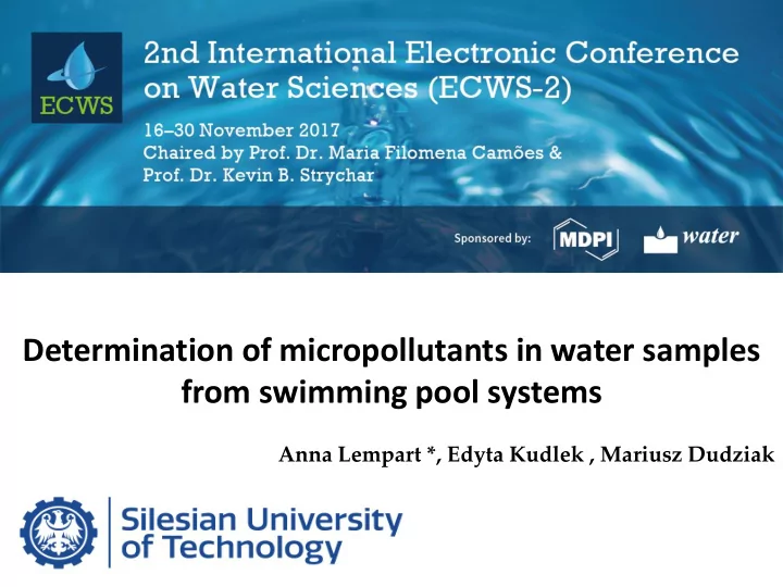 determination of micropollutants in water samples