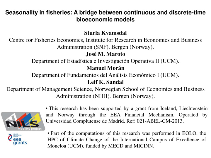 seasonality in fisheries a bridge between continuous and