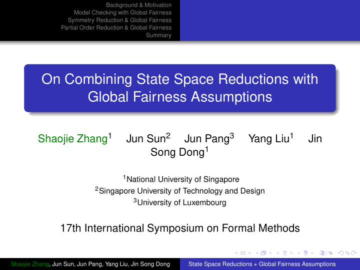 on combining state space reductions with global fairness