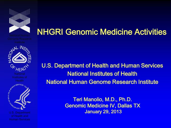 nhg nhgri ri genom enomic c medi edicine e activi vities
