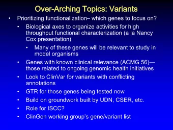 Over  er-Archi  ching T  ng Topi  opics:  cs: V  Var  ariant  ants  Prioritizing