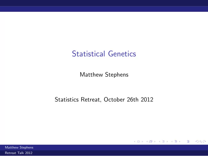 statistical genetics
